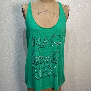 Disney‎ Pixar Women's XL Green Graphic Toy Story Nervous Rex Dinosaur Tank Top